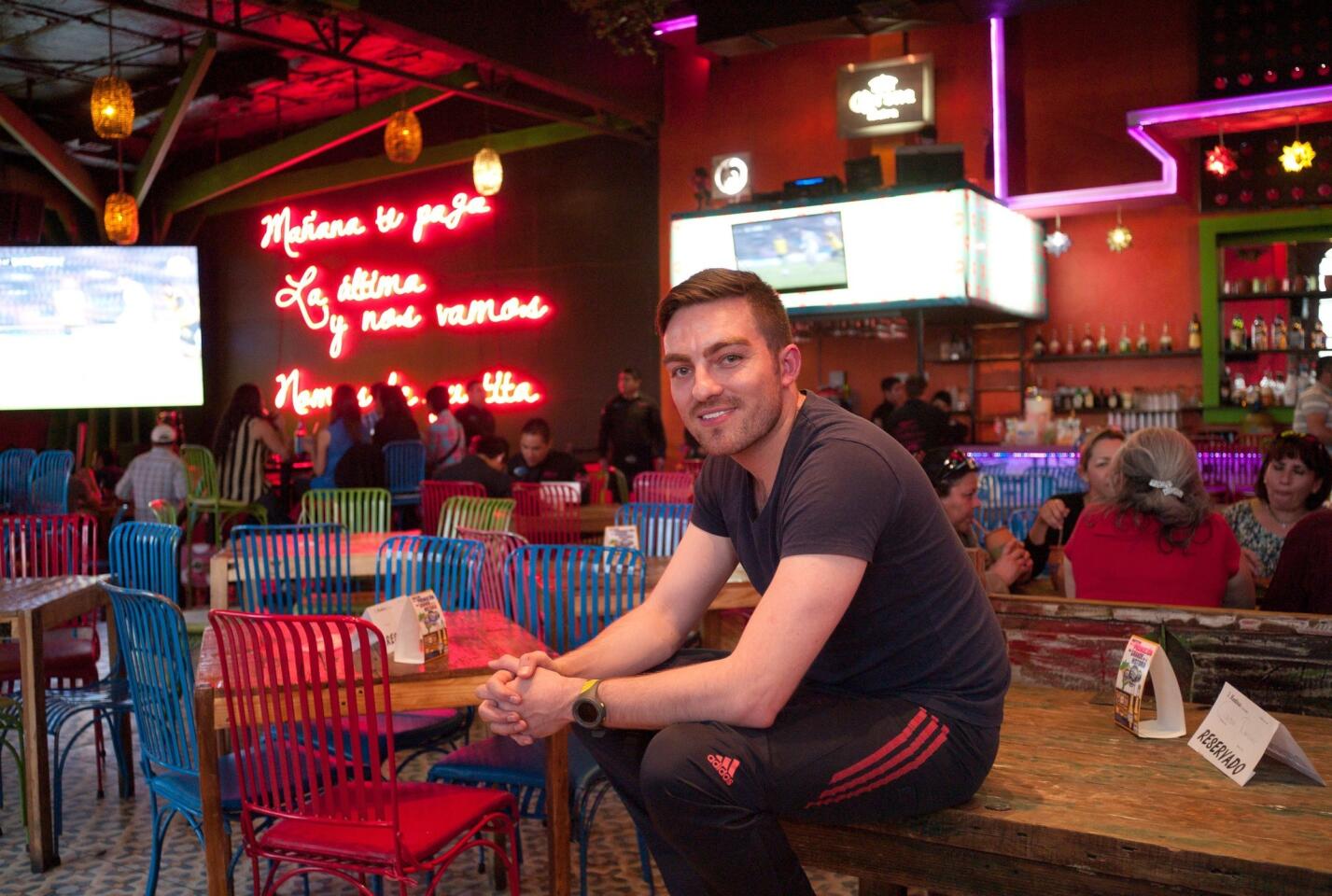 Angel Corral, 29, runs three bars in Ciudad Juarez, where nightlife has begun to return as residents feel safer amid a declining homicide rate. Juarez was until recently the deadliest city in Mexico. This nightclub is called Tres Mentiras (Three Lies).