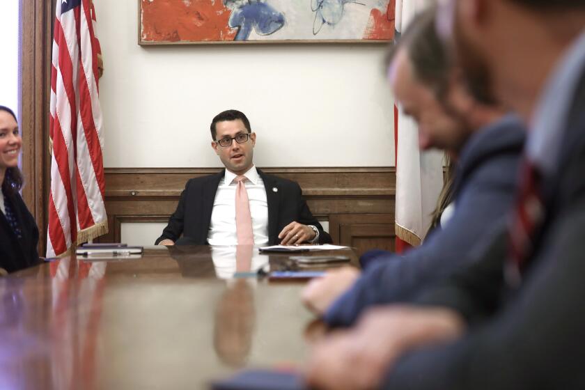 Chief of staff Jason Elliott seen before he starts a staff meeting on Wednesday, Aug. 22, 2018 in San Francisco, Calif.