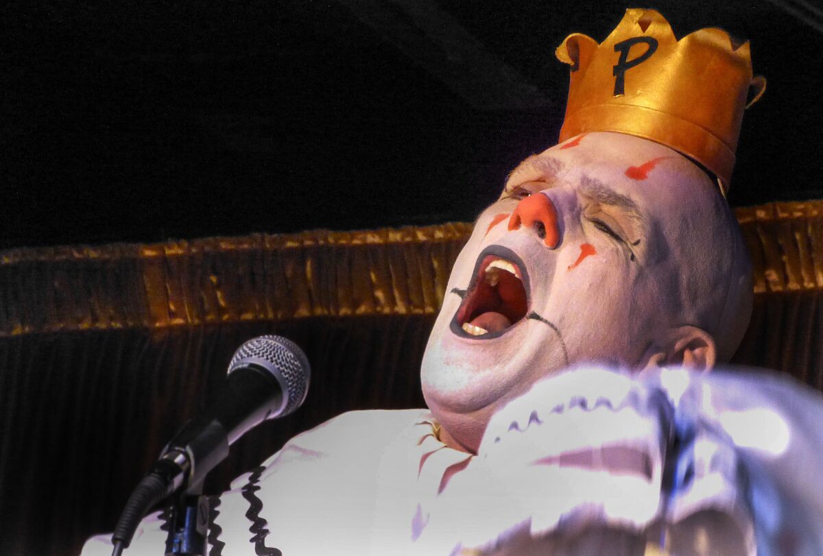 Puddles, the almost-7-foot melancholy clown, pulled more than 10 million YouTube hits for his cover of Lorde's "Royals." He'll appear with his live Pity Party act at the Troubador and Trepany House.