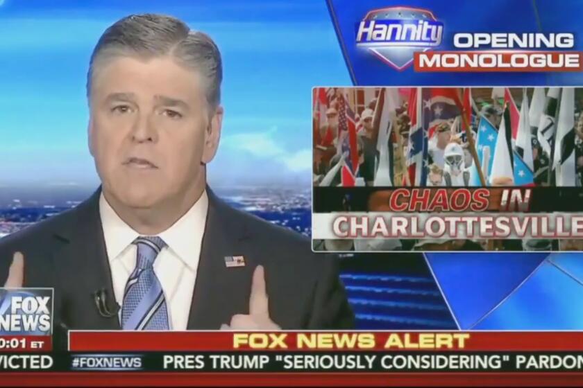 Sean Hannity on Hannity Fox News Today on August 14, 2017 on the events surrounding Charlottesville.