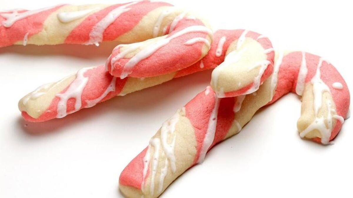 Almond candy cane cookies.