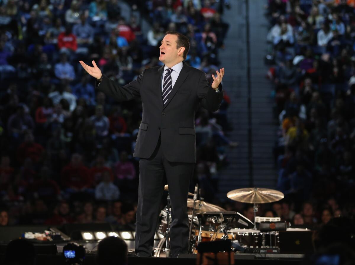 Sen. Ted Cruz (R-Texas) speaks Monday at Liberty University in Lynchburg, Va., where he announced that he would run for president in 2016.