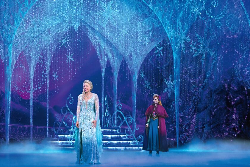 The Times' exclusive photo of the "Frozen" national tour, in which Caroline Bowman and Caroline Innerbichler debut a new duet between Elsa and Anna.