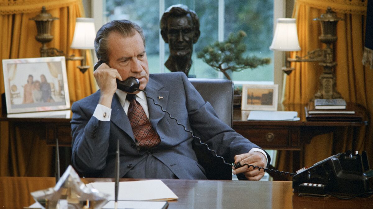 President Nixon at his desk on June 23, 1972.