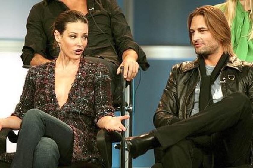 "Lost" stars Evangeline Lilly and Josh Holloway joined other cast members and series creator Damon Lindelof on Sunday, January 14.