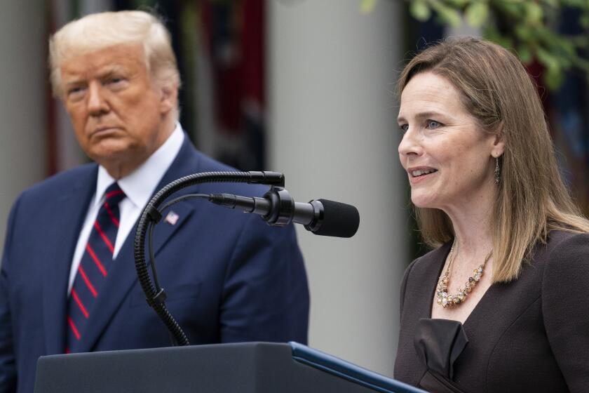 Judge Amy Coney Barrett speaks after President Trump announced her as the new Supreme Court nominee.  