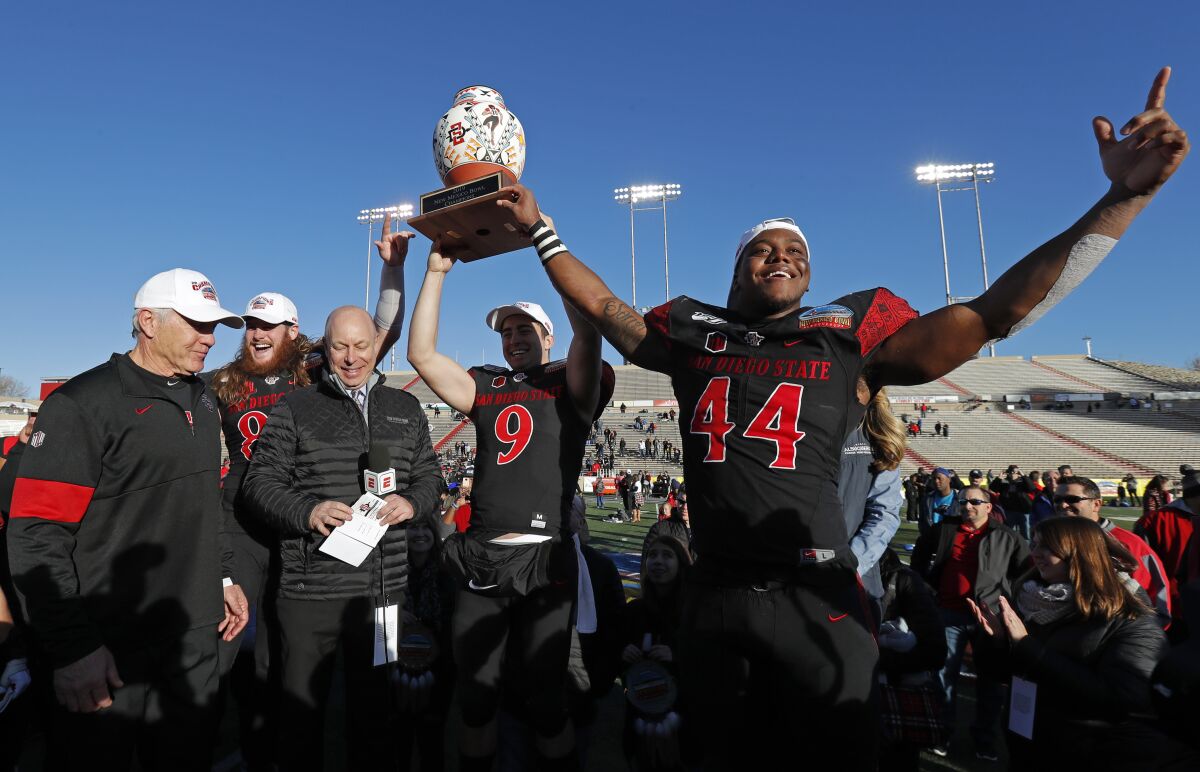 San Diego State defeated Central Michigan in 2019 New Mexico Bowl. Could SDSU be headed back to Albuquerque this postseason?