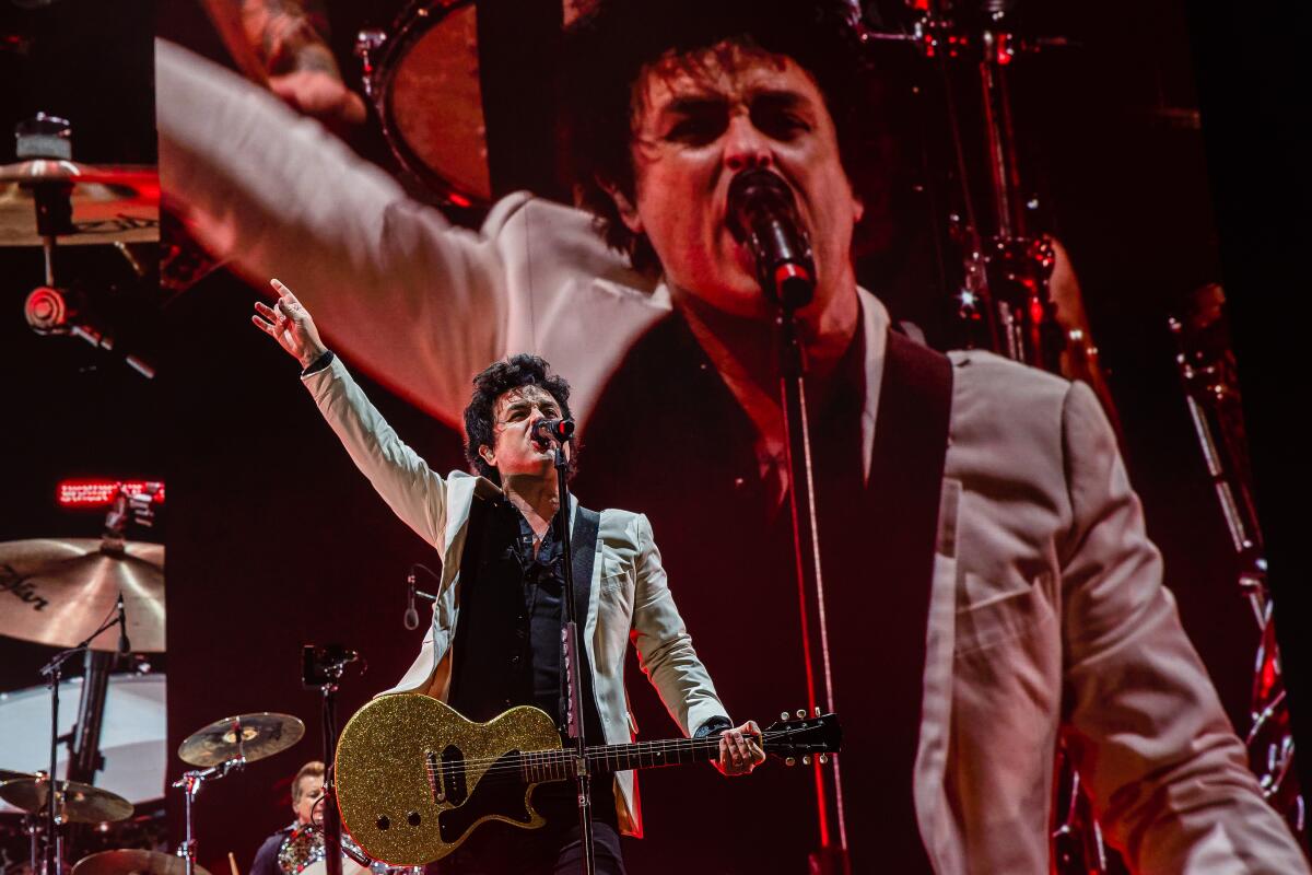Singer Billie Joe Armstrong of Green Day in concert