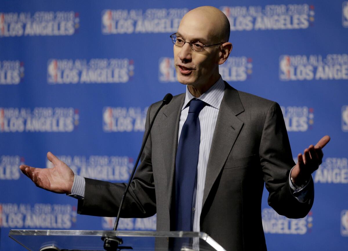 NBA Commissioner Adam Silver, shown in March, has said the new North Carolina law that limits anti-discrimination protections for lesbian, gay and transgender people is "problematic" for the basketball league.