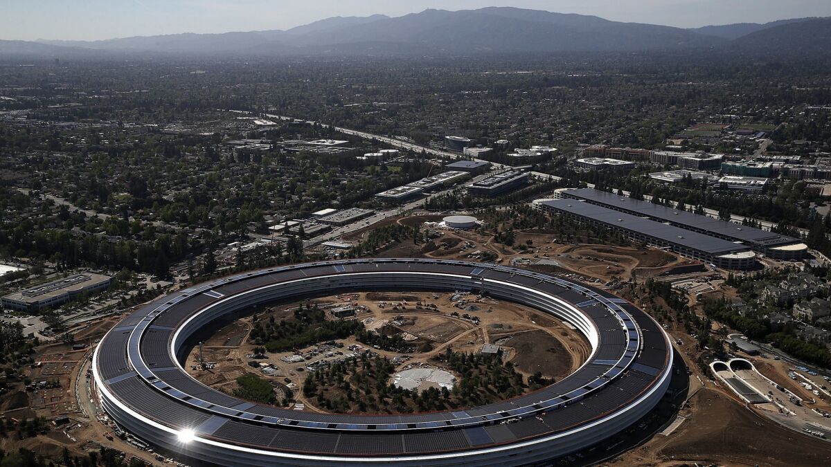 Apple's new headquarters in Cupertino, Calif., which features a four-story café and 100,000-square-foot fitness center.