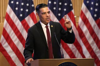 Rep. Robert Garcia speaks at a swearing-in event for his new role as ranking member of the House oversight committee.