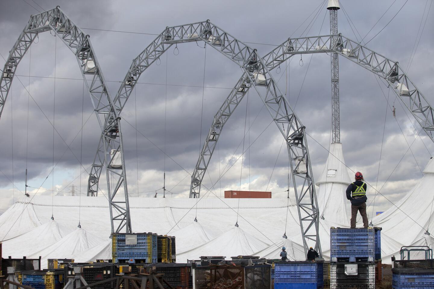 "Odysseo" tent goes up in Irvine