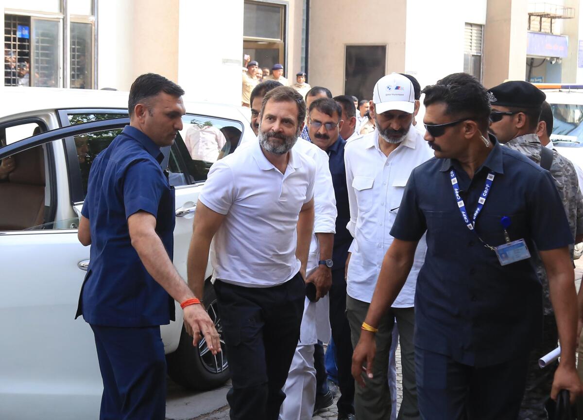 Indian Congress party leader Rahul Gandhi arriving at a courthouse