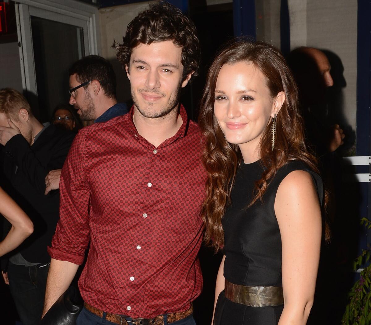 Adam Brody and Leighton Meester are reportedly married. In this photo, the couple are shown attending the afterparty of the screening of their film "The Oranges" at Jimmy's at James Hotel in New York City.