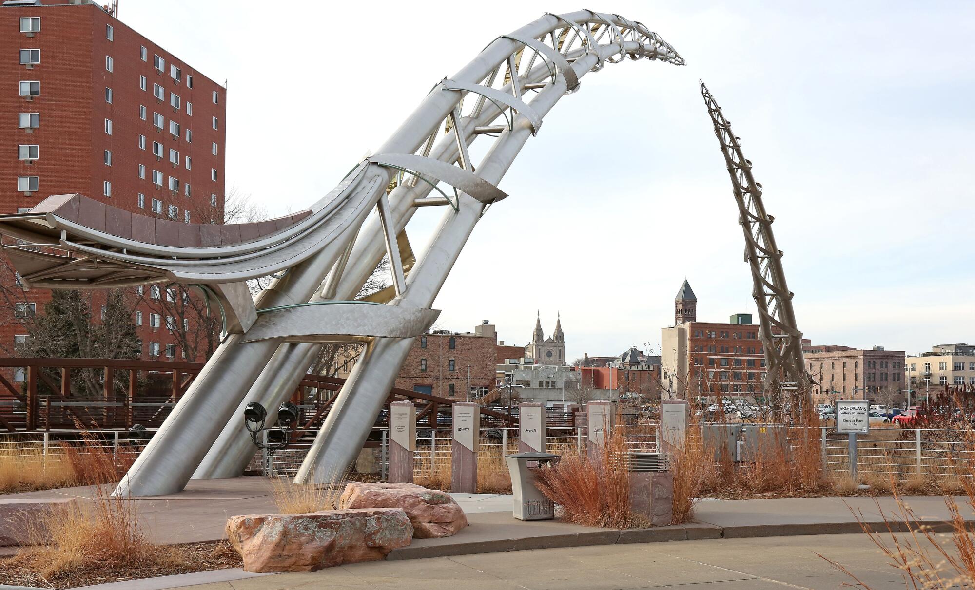 The Arc of Dreams sculpture in downtown Sioux Falls.