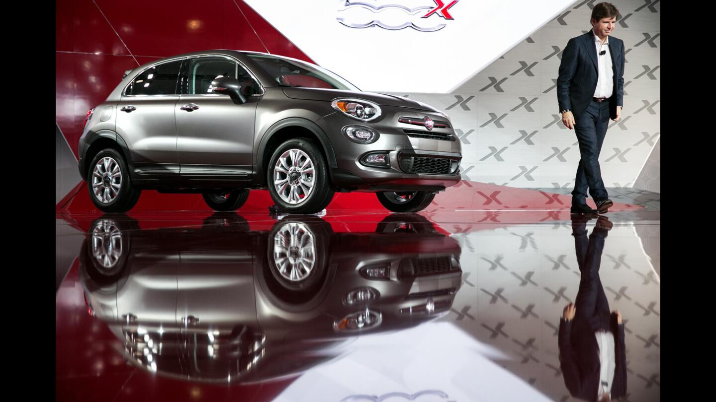 Fiat brand CEO and president Olivier Francois walks away after introducing the Fiat 500X at the 2014 Los Angeles Auto Show on Nov. 20, 2014.