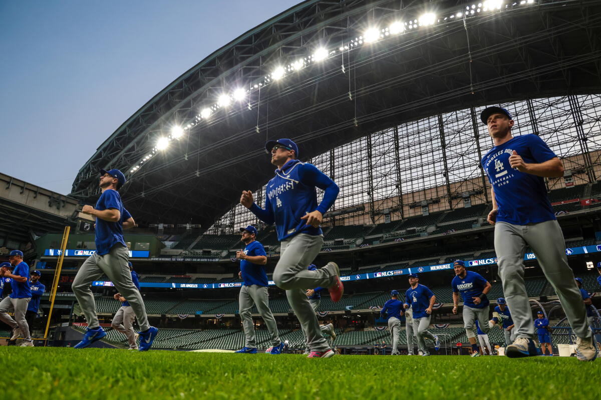 Dodgers players activity retired astatine American Family Field connected Saturday up of Game 1.