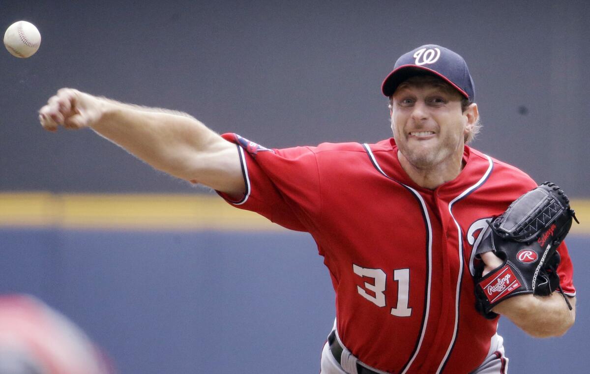Nationals starter Max Scherzer is 11-7 with a 2.92 ERA and 243 strikeouts in 172 1/3 innings this season.