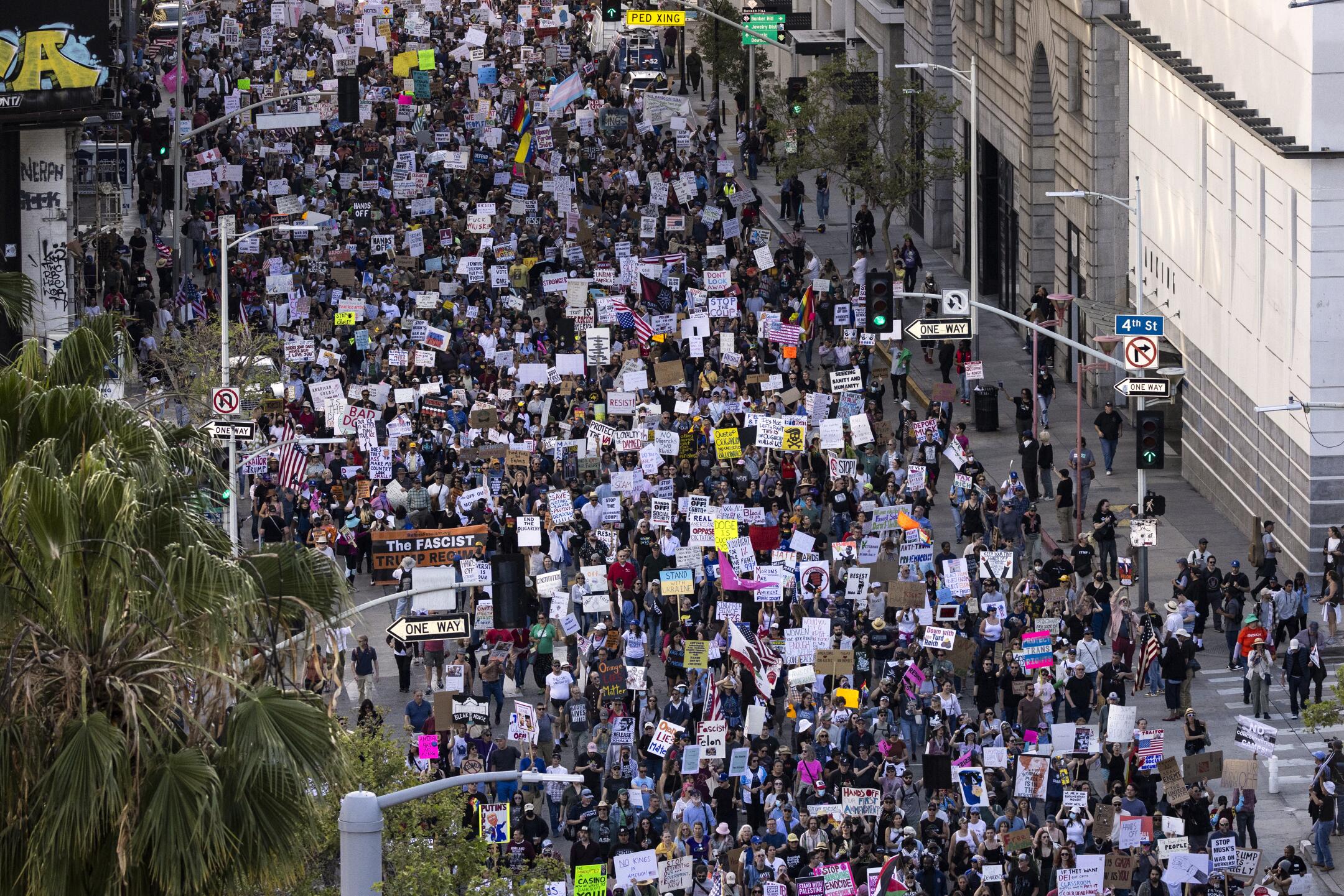 Anti-Trump, Musk protests draw big crowds in L.A. and around the nation ...