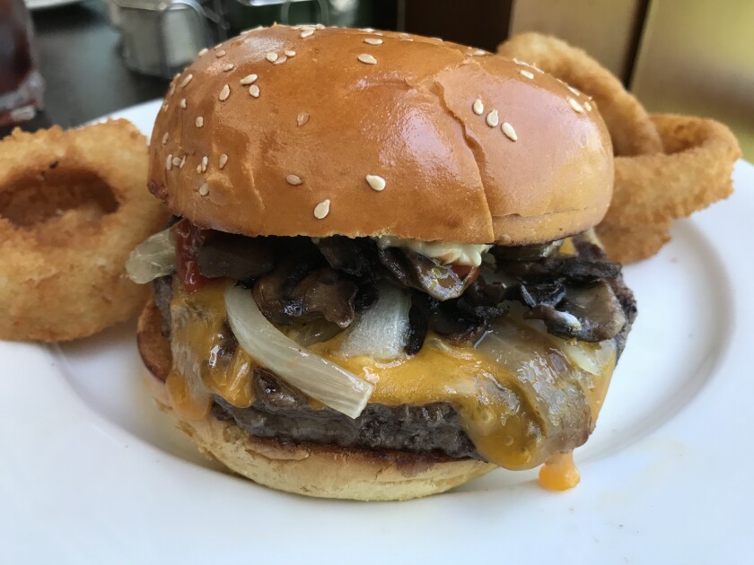 Barona Resort & Casino's Sage Café  lets you customize your burger, so mine is with cheddar, sautéed onions and mushrooms. 