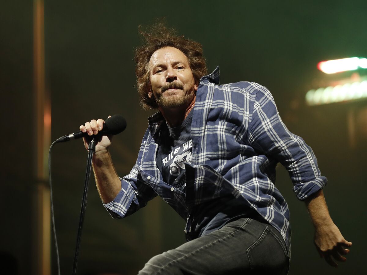 Eddie Vedder of Pearl Jam at the Ohana Festival on Sunday, Sept. 26, 2021, in Dana Point