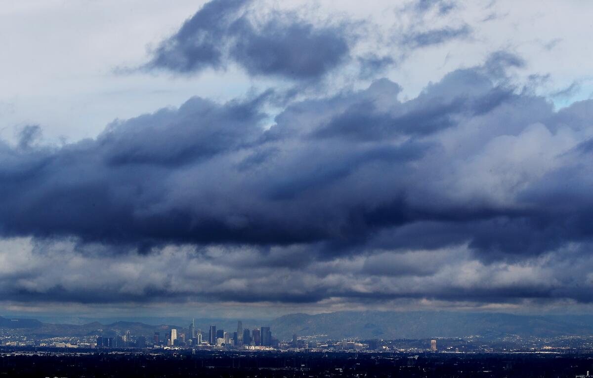 Cloudy skies above Los Angeles.