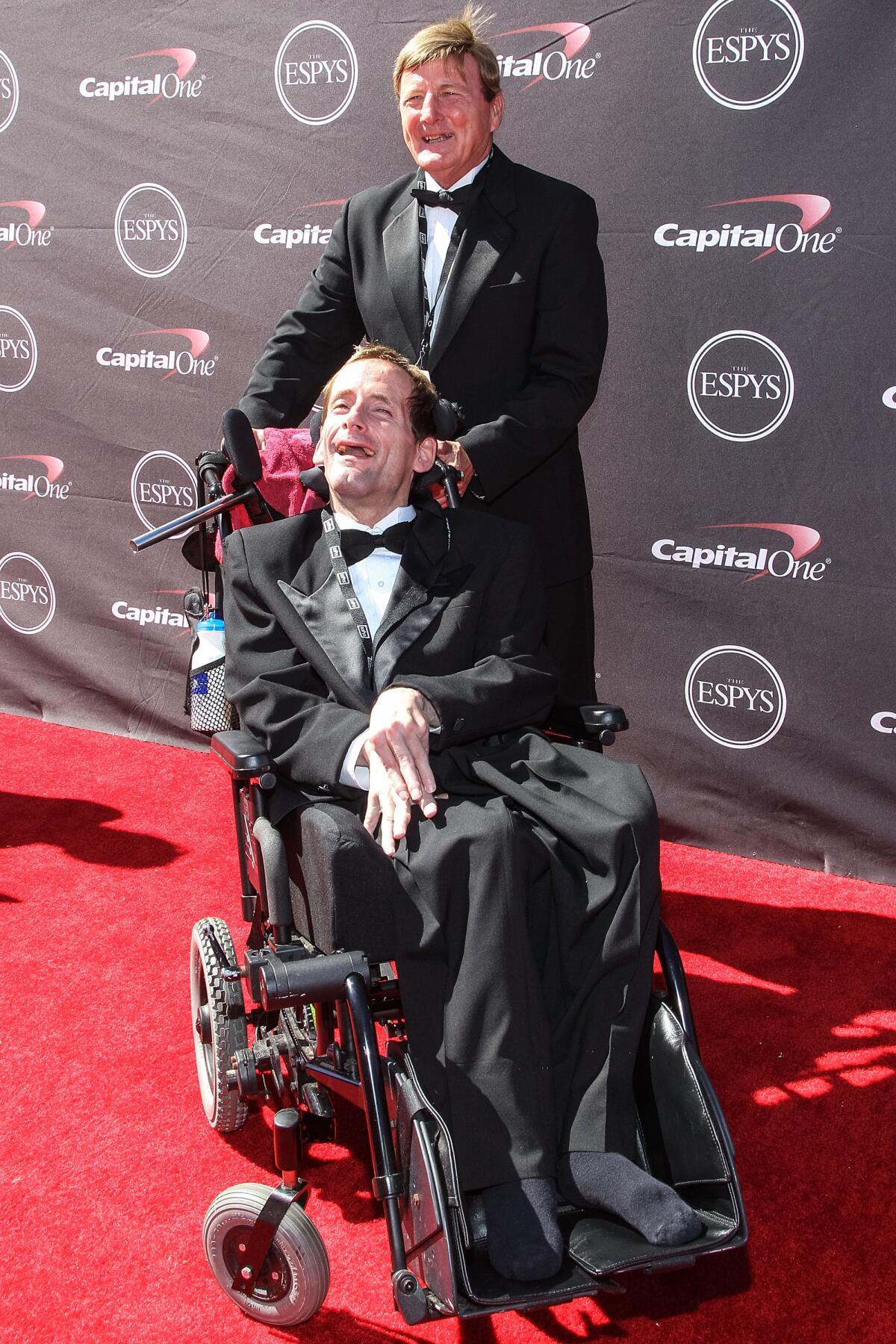 Dick and Rick Hoyt attend the ESPY Awards in Los Angeles on July 17, 2013.