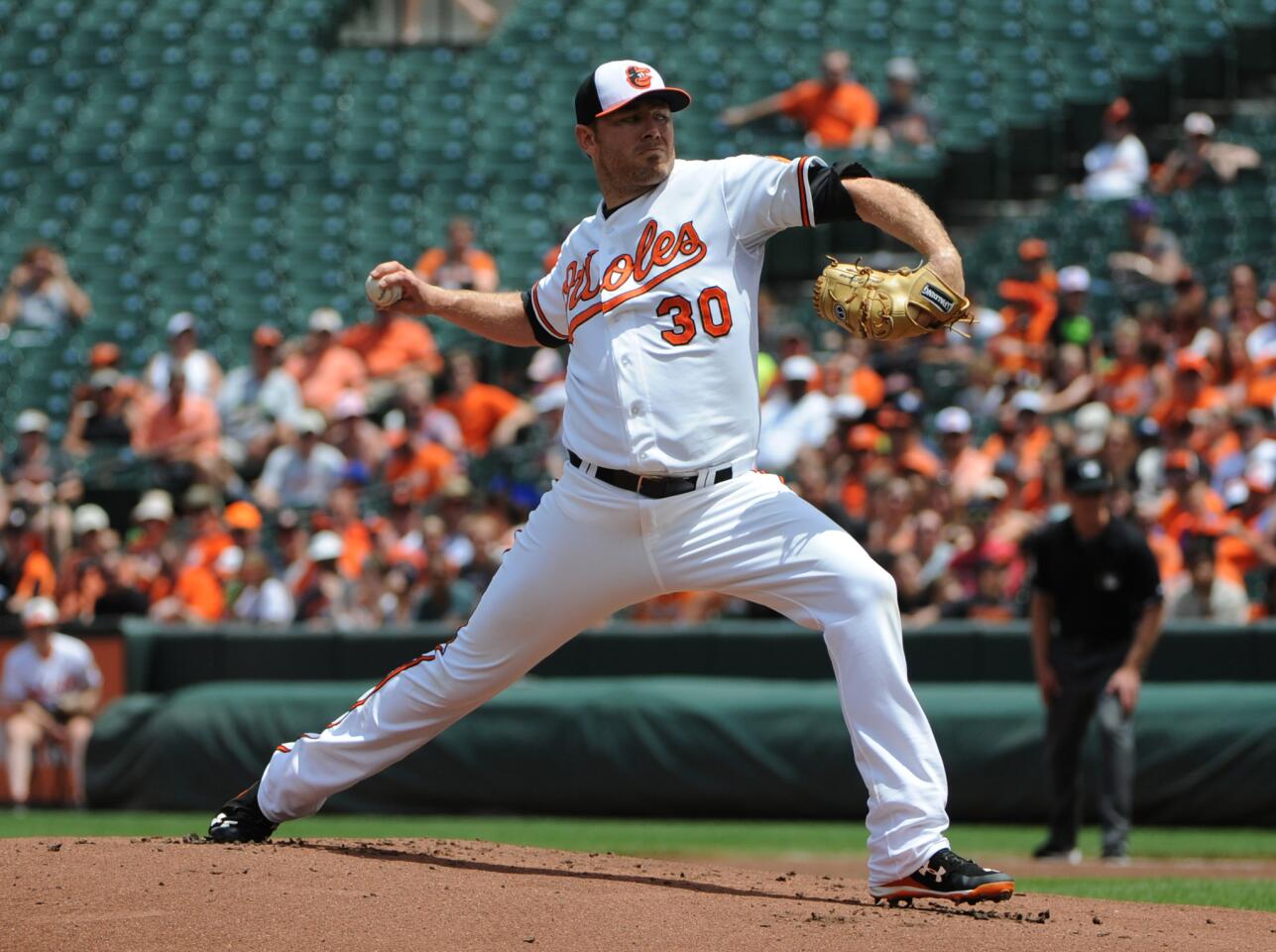 Orioles starting pitcher Chris Tilman in the first inning.