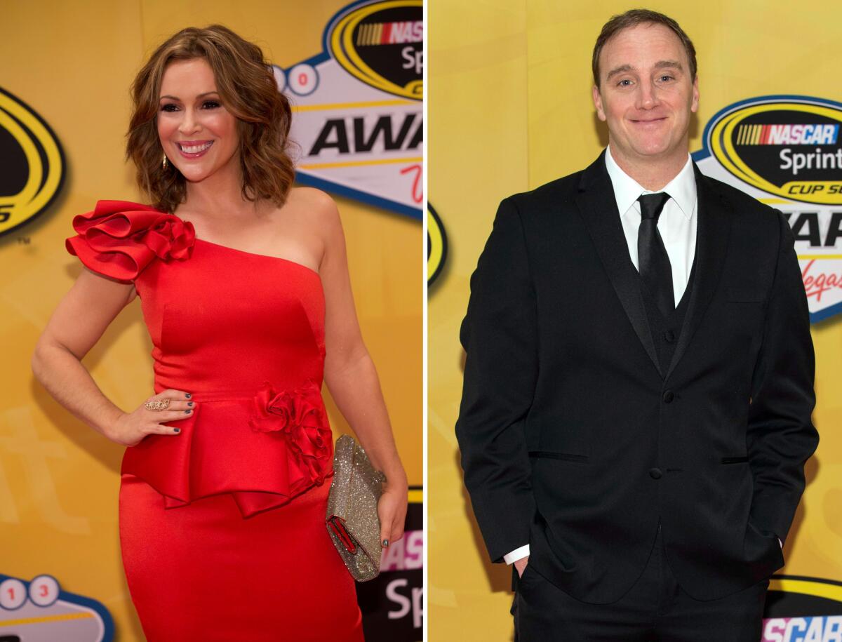 Alyssa Milano and Jay Mohr's red carpet appearances at the 2013 NASCAR Sprint Cup Series awards ceremony on Dec. 6 in Las Vegas.