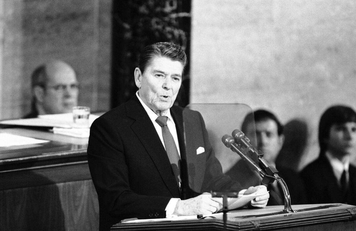 President Reagan delivers his State of the Union speech to Congress on Jan. 25, 1984. 