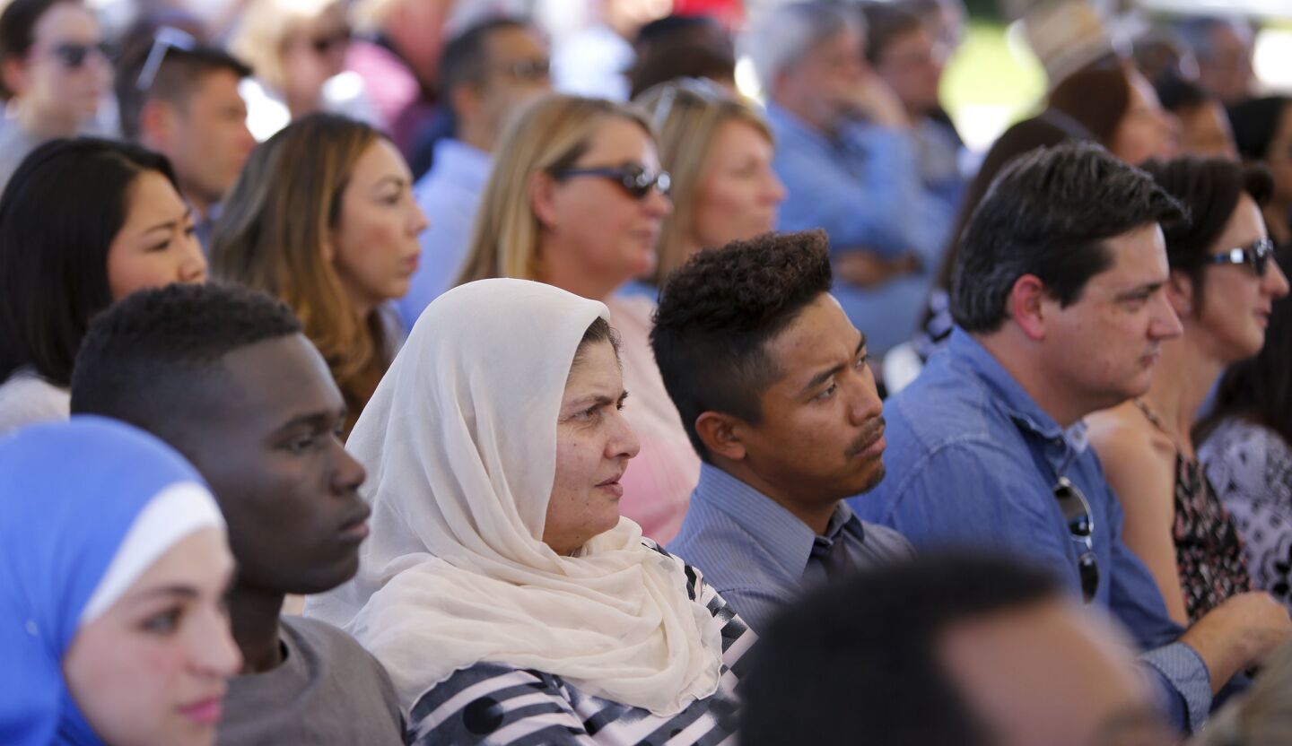 Roya Jamshadey, originally from Afghanistan, was one of about 100 people from about 54 countries who took the Oath of Allegiance to the United States of America and became U.S. citizens during a naturalization ceremony held in Centennial Plaza near El Cajon City Hall to kickoff El Cajon's, America on Main Street festivities.