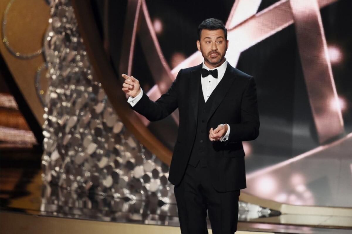 Host Jimmy Kimmel onstage during the 68th Primetime Emmy Awards at the Microsoft Theater on Sept. 18, 2016 in, Los Angeles.