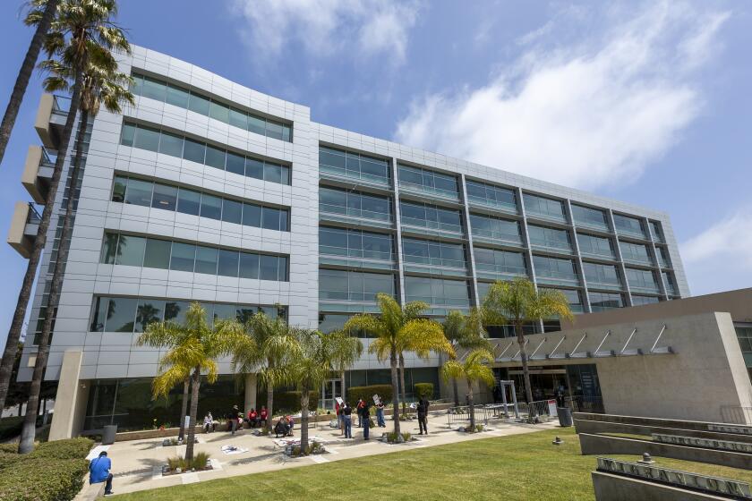 Long Beach, CA - May 24: An exterior view of the CSU Office of the Chancellor, Long Beach, Tuesday, May 24, 2022. (Allen J. Schaben / Los Angeles Times)