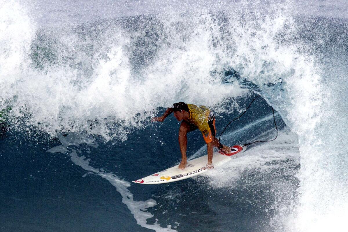 Gabriel Medina rides a wave during the Billabong Pipeline Masters event Friday.