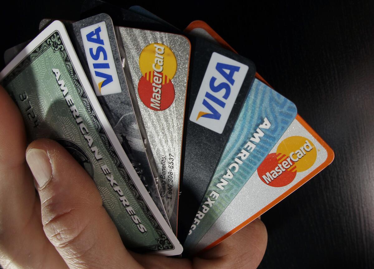 A handful of credit cards. 