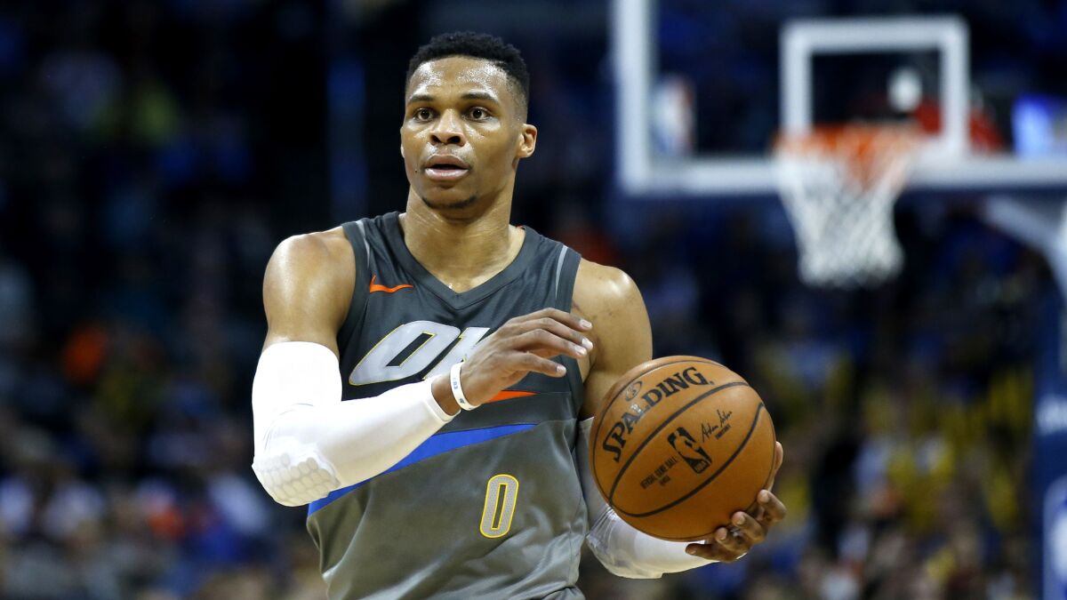 Thunder guard Russell Westbrook is the NBA's reigning MVP.