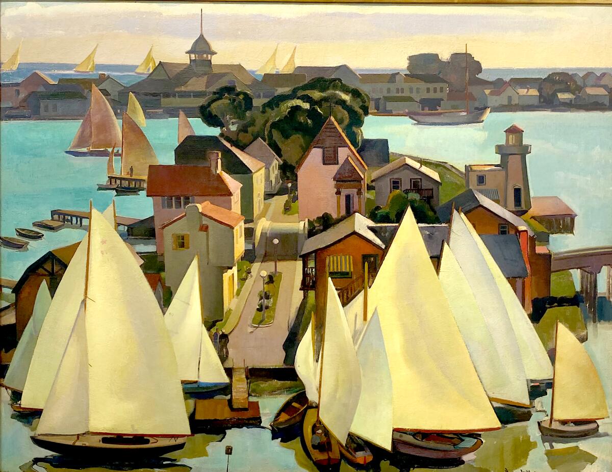 "Regatta" (aka Sails), by Barse Miller (1904–1973), depicts Newport Harbor in the 1930s.