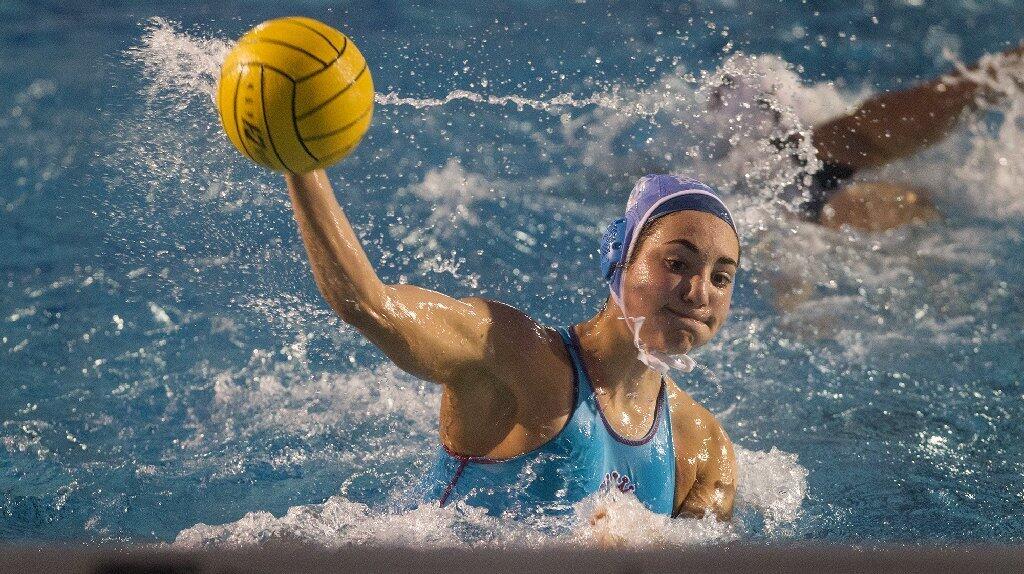 Corona del Mar High's Chloe Harbilas scores against Newport Harbor.