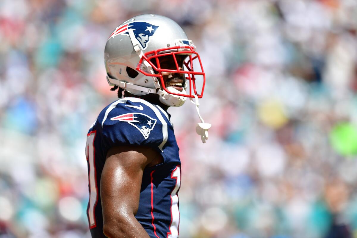 Antonio Brown in action during a game between the New England Patriots and Miami Dolphins on Sept. 15 in Miami.