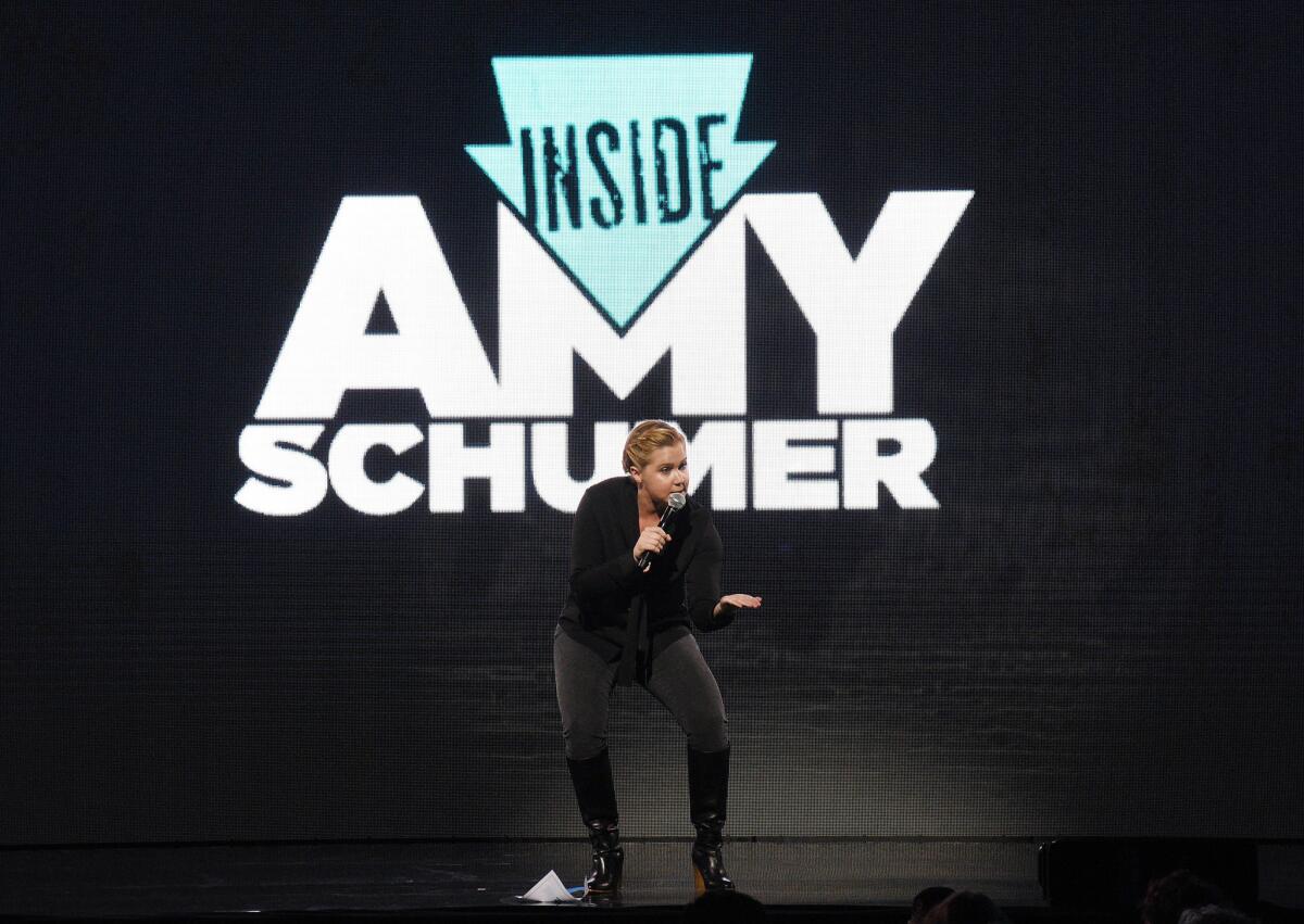 Amy Schumer onstage at Comedy Central's upfront presentation Thursday in New York.