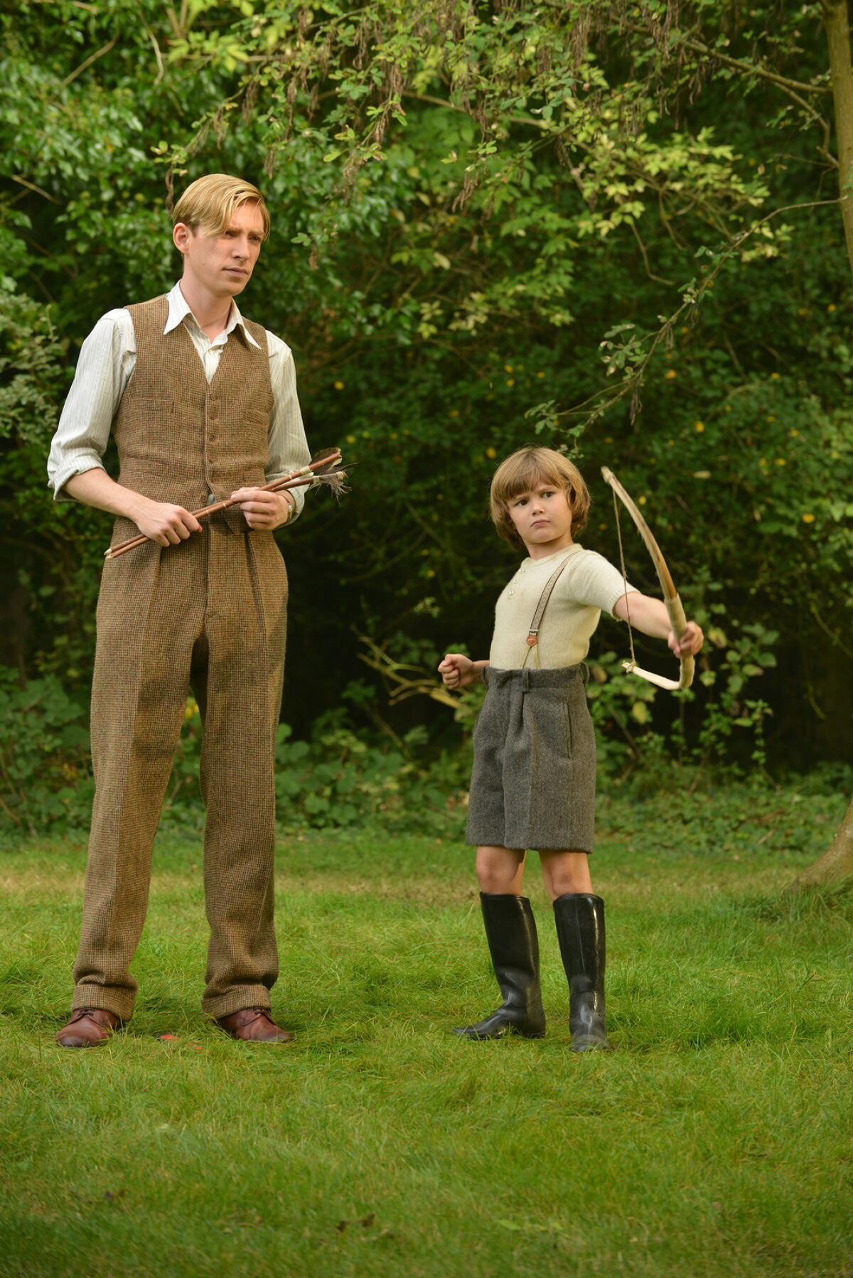 Domhnall Gleeson, left, and Will Tilston in "Goodbye Christopher Robin." ( David Appleby / Fox Searchlight Pictures)