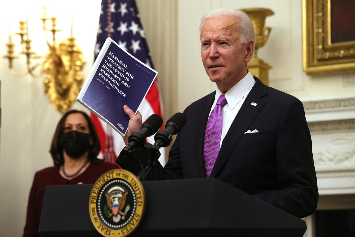 President Joe Biden talks about his administration's COVID-19 response.