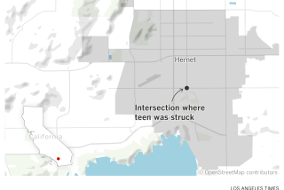 Map of Hemet where teen was struck