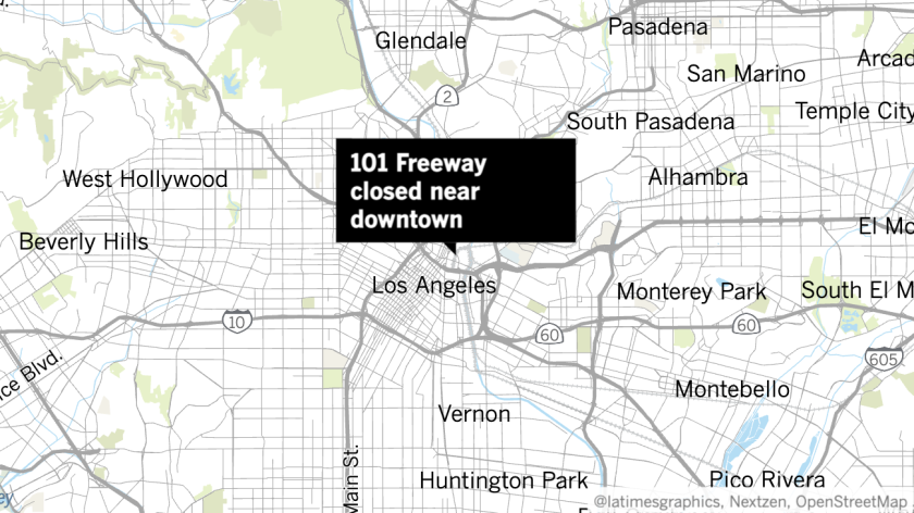 Map of the 101 Freeway near downtown Los Angeles