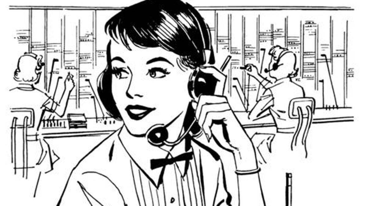 A drawing of a switchboard operator