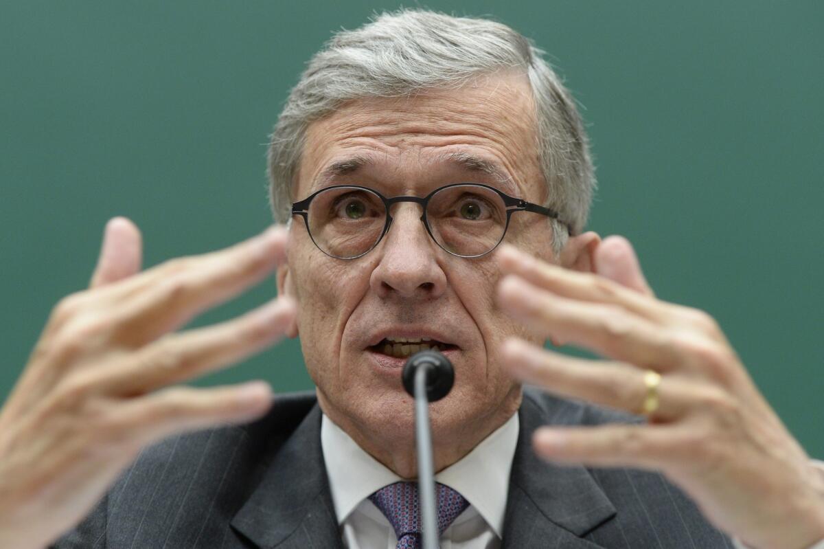 FCC Chairman Tom Wheeler testifies at a House Energy and Commerce subcommittee hearing.
