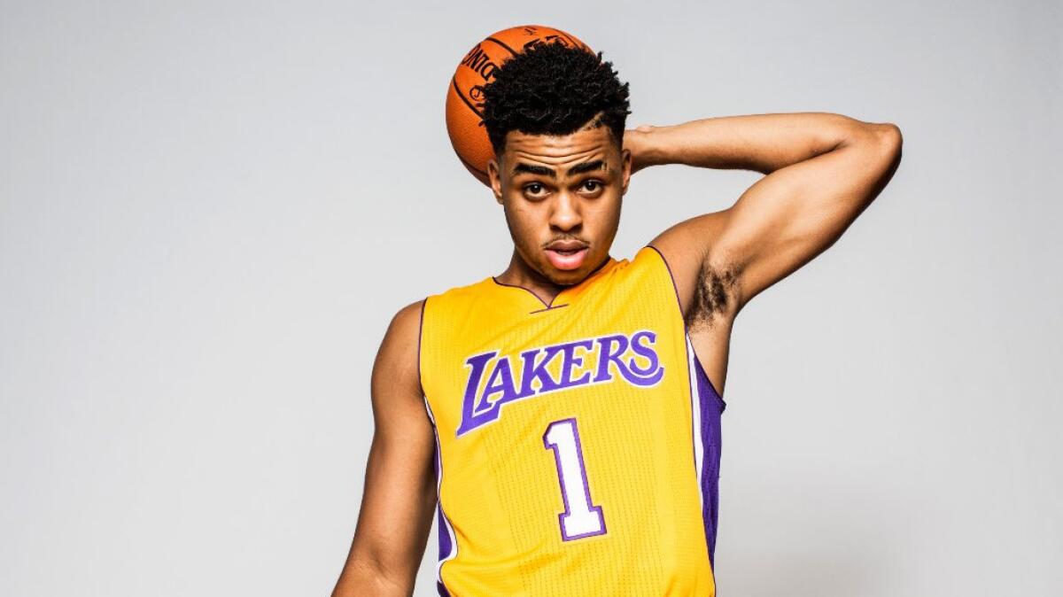 Lakers guard D'Angelo Russell scored 22 of his 26 points in the first half in a 78-65 victory over Golden State in a summer league game Monday in Las Vegas.