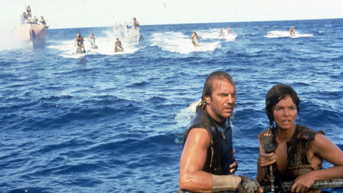 Kevin Costner and Jeanne Tripplehorn in 1995's "Waterworld."