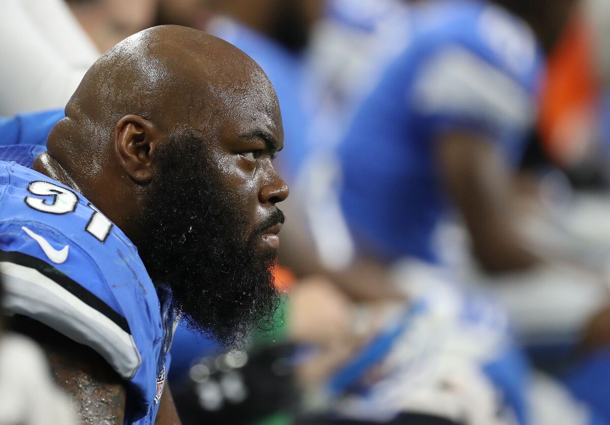 Former Detroit Lions defensive lineman A'Shawn Robinson, above, is now a member of the Rams. 