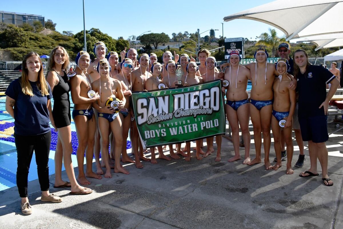 The champion Mustangs water polo squad.